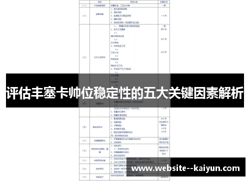 评估丰塞卡帅位稳定性的五大关键因素解析 评估丰塞卡帅位稳定性的五大关键因素解析