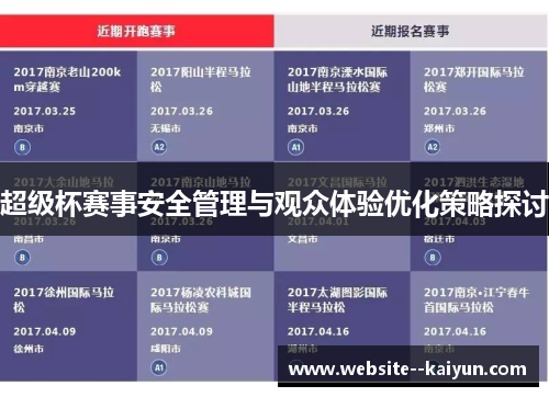 超级杯赛事安全管理与观众体验优化策略探讨