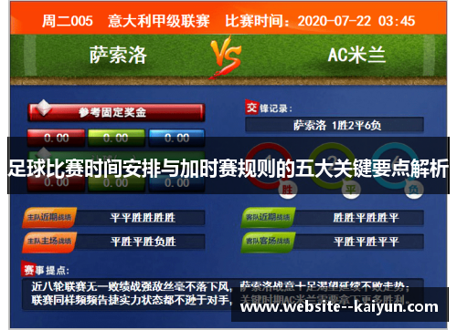 足球比赛时间安排与加时赛规则的五大关键要点解析